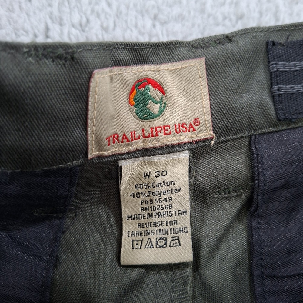 NEW Trail Life USA Pants Mens 30x37 Unhemmed GREEN Sateen Hiking Comfort Waist - Picture 7 of 11